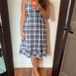 Ann Taylor | Black and White Gingham Midi Dress